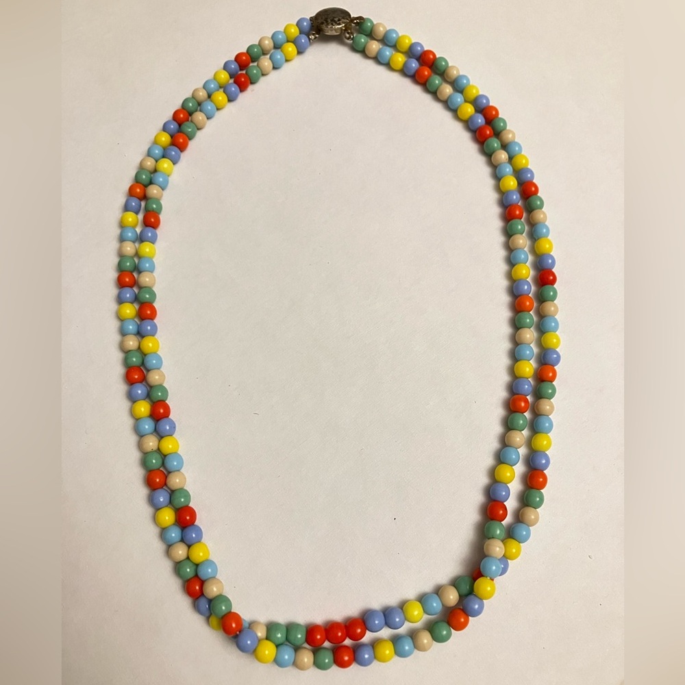 Vintage 70s Colorful Beaded Necklace